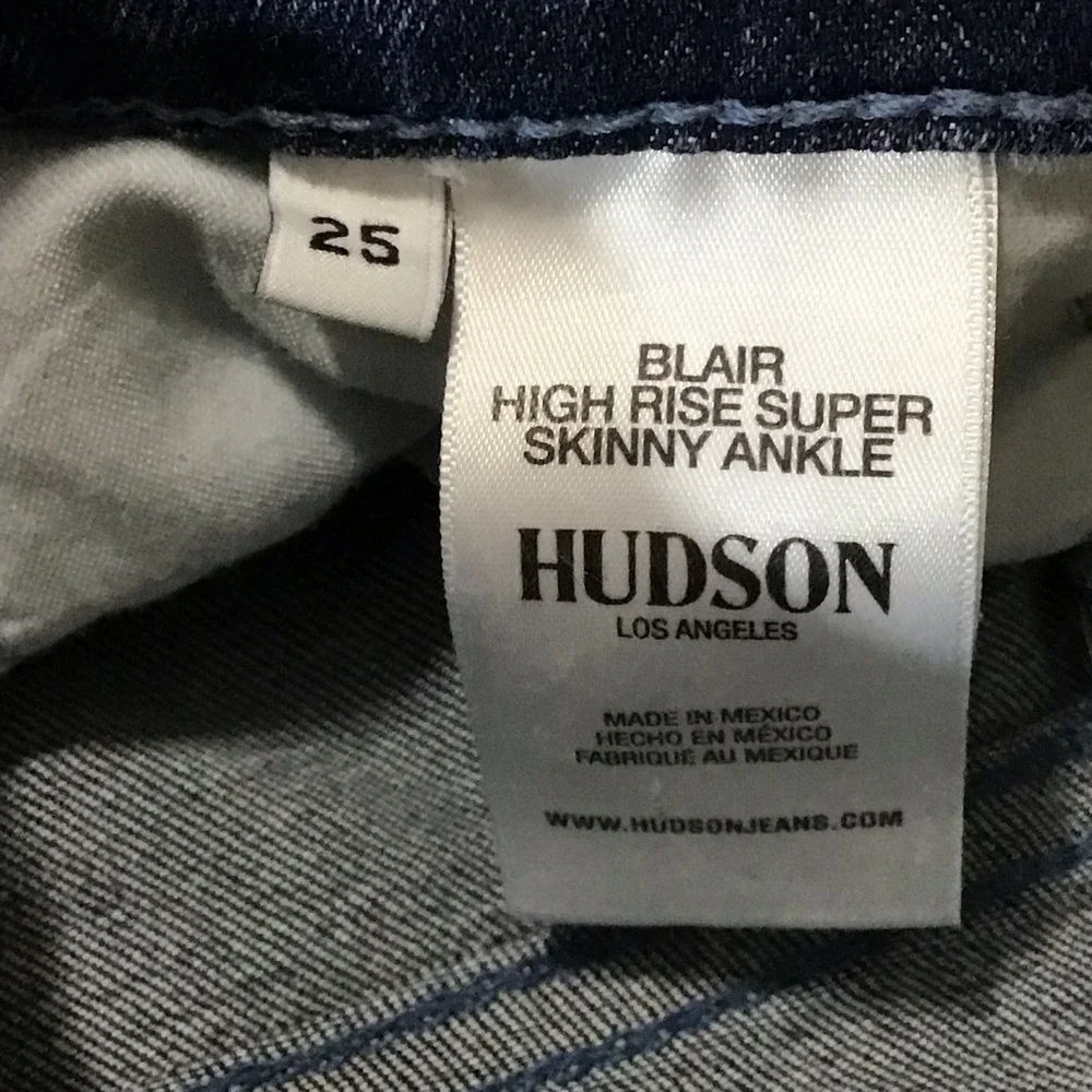 Hudson Blair High Rise Super Skinny‎ Ankle Jeans 25
